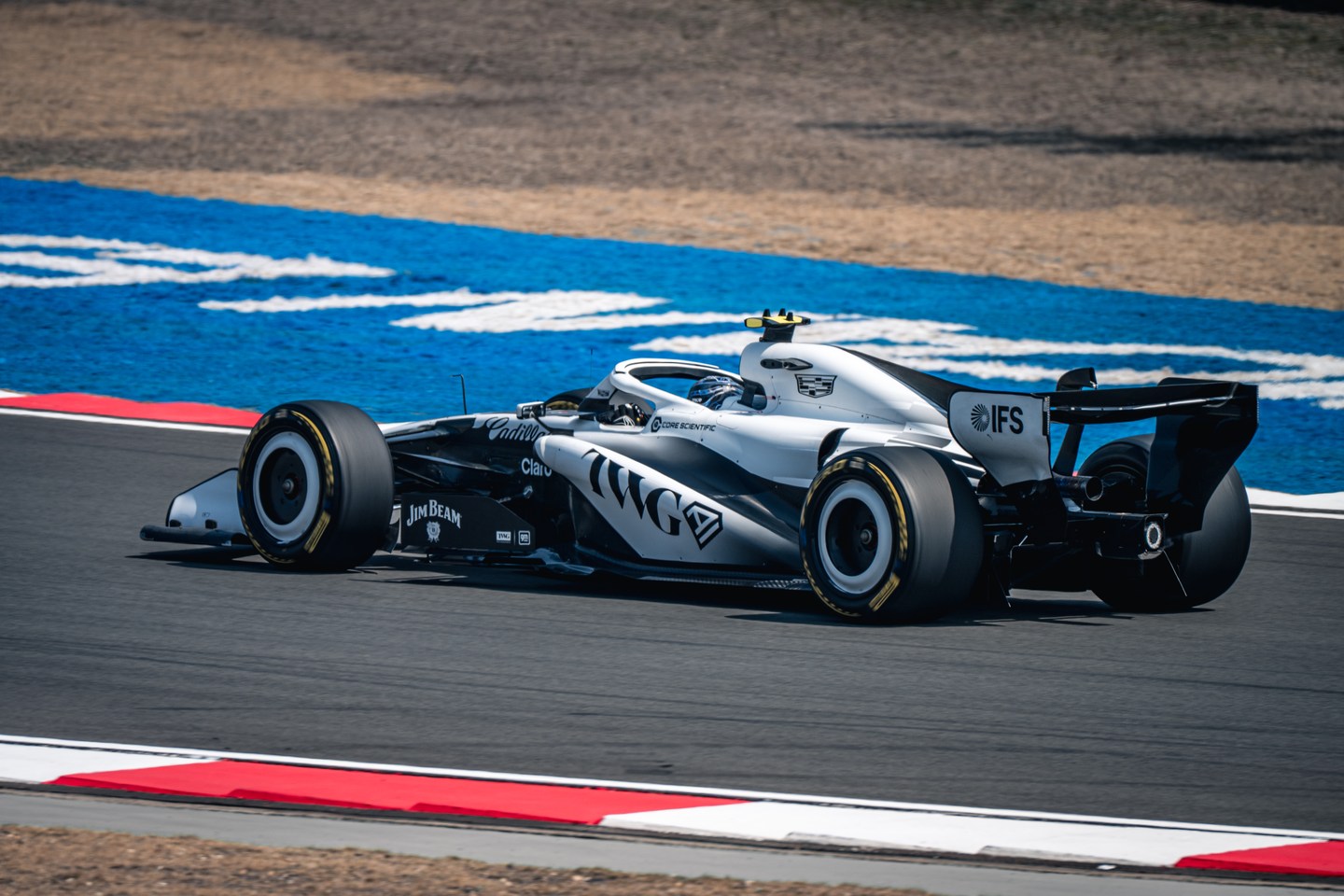 Cadillac Formula 1 car on the circuit in Shanghai