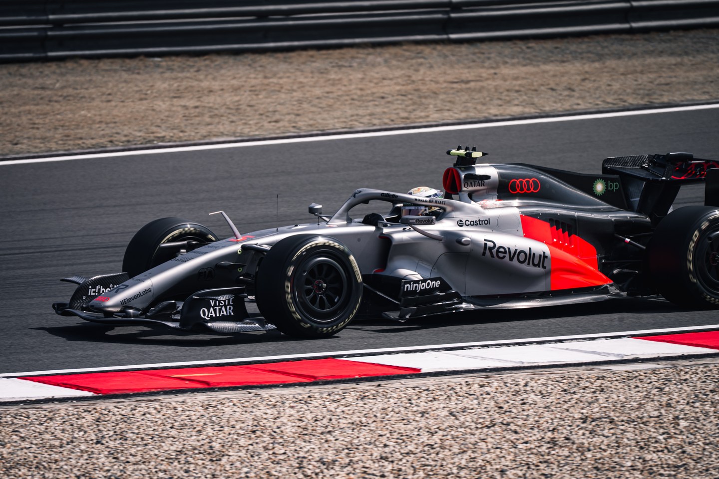 Audi Formula 1 car on the circuit in Shanghai