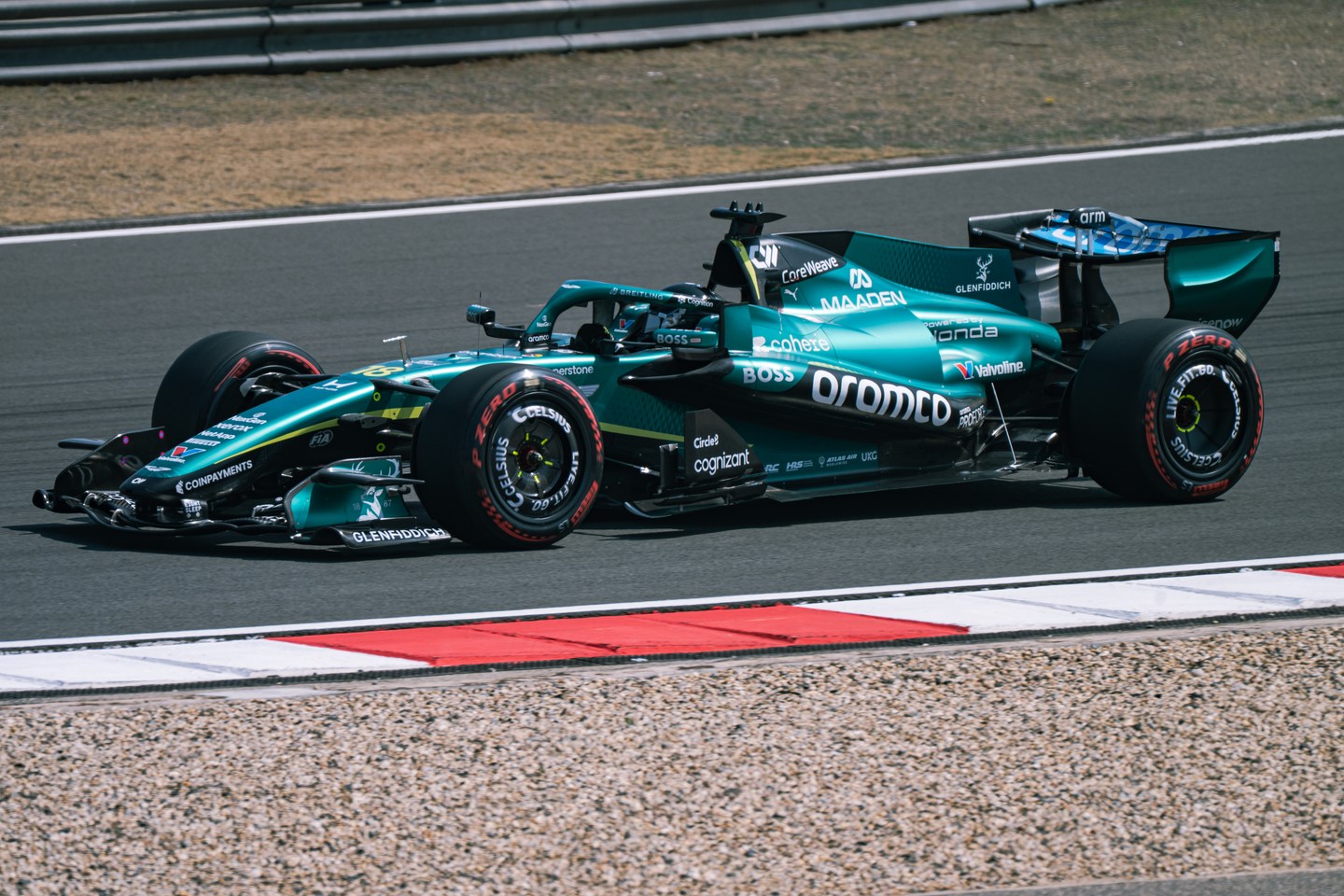 Aston Martin Formula 1 car on the circuit in Shanghai