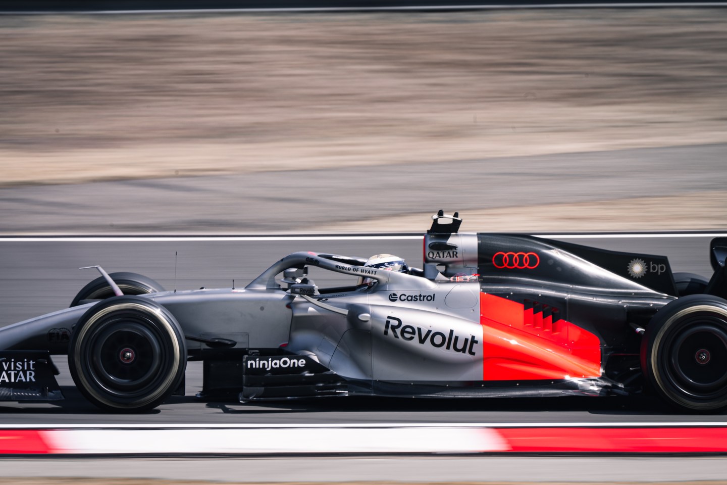 Audi Formula 1 car on the circuit in Shanghai