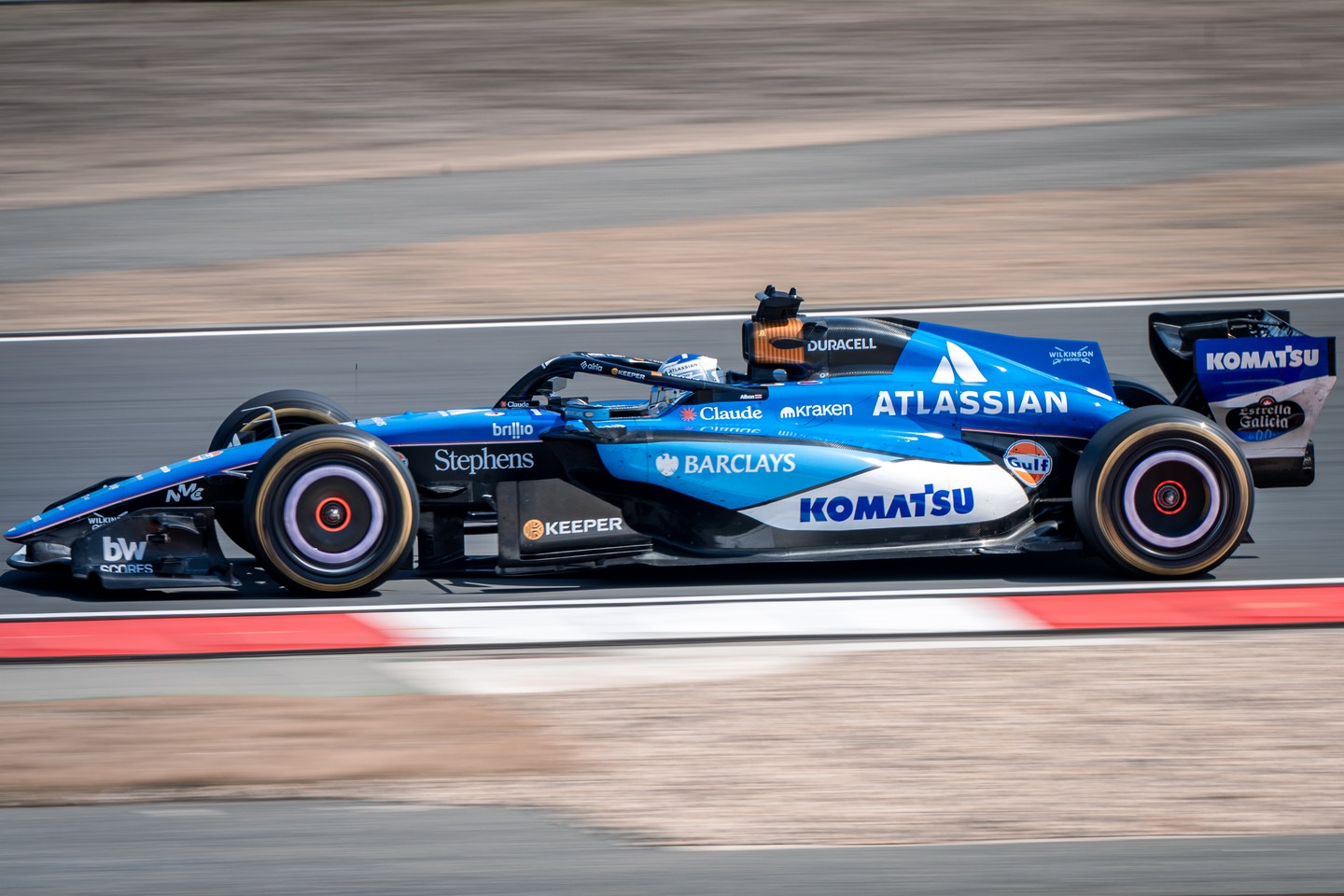 Williams Formula 1 car on the circuit in Shanghai
