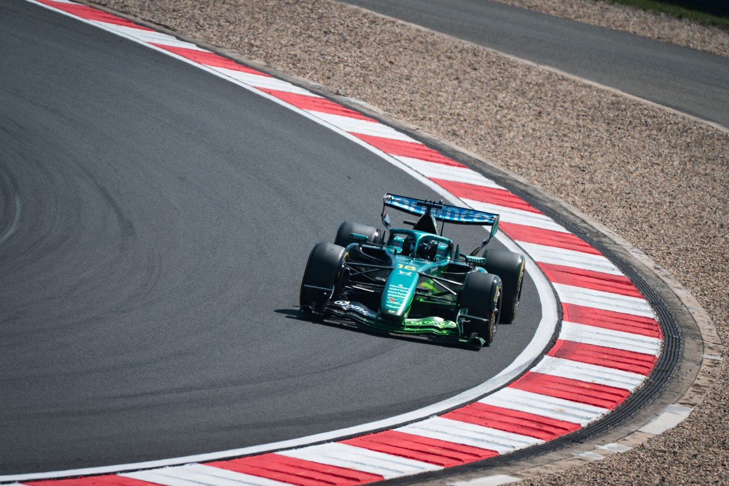 Aston Martin Formula 1 car on the circuit in Shanghai