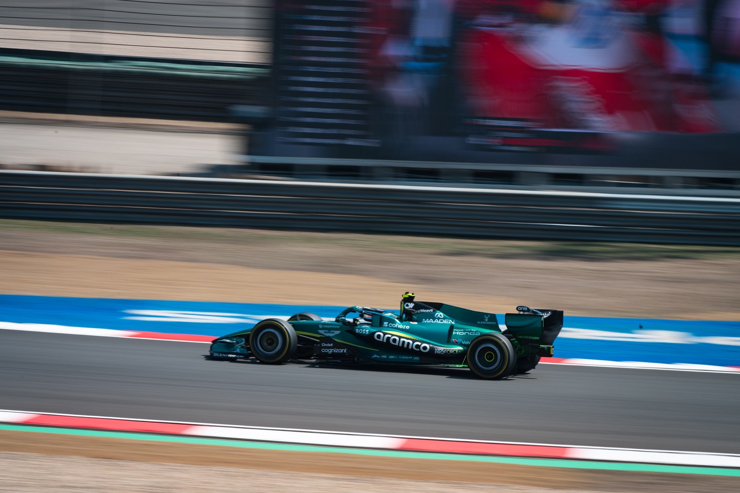 Aston Martin Formula 1 car on the circuit in Shanghai