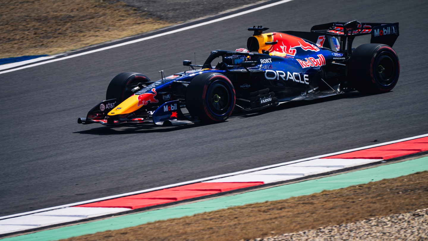Red Bull Racing Formula 1 car on the circuit in Shanghai