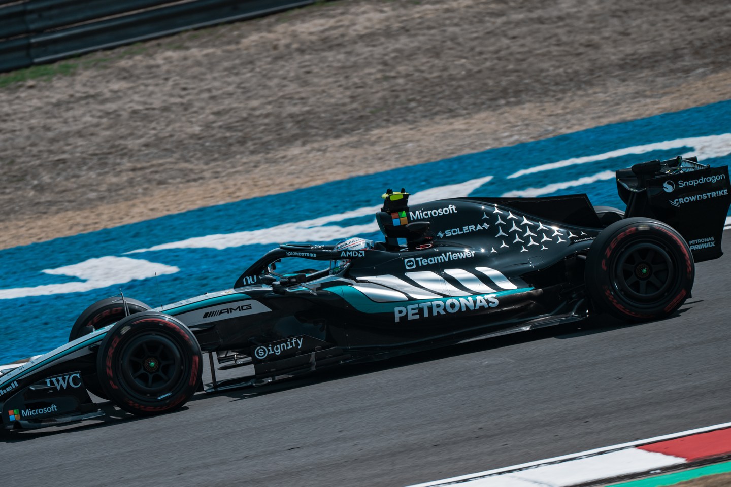 Mercedes Formula 1 car on the circuit in Shanghai