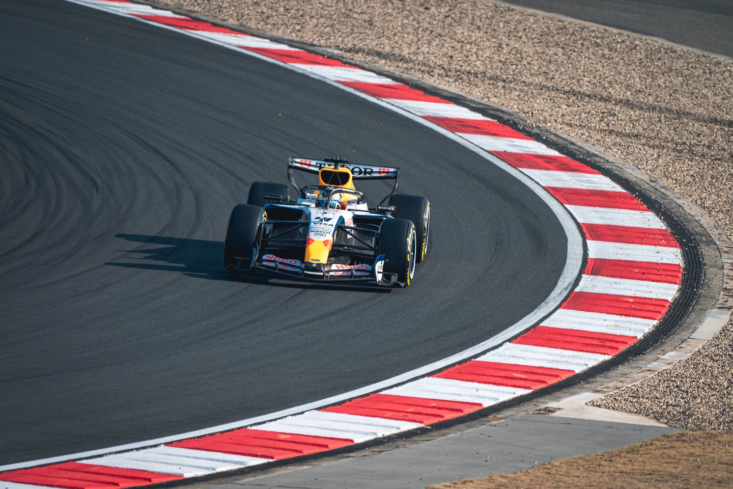 Racing Bulls Formula 1 car on the circuit in Shanghai