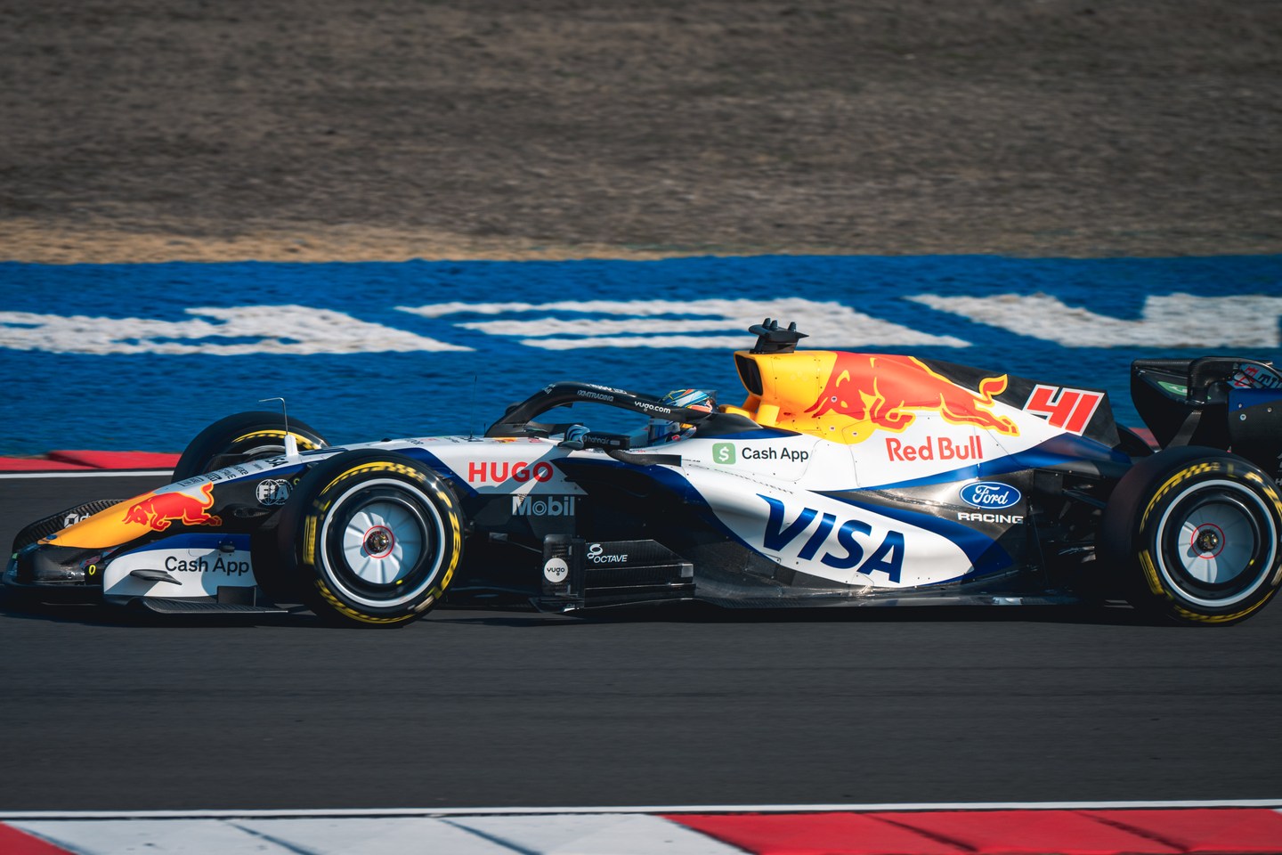 Racing Bulls Formula 1 car on the circuit in Shanghai