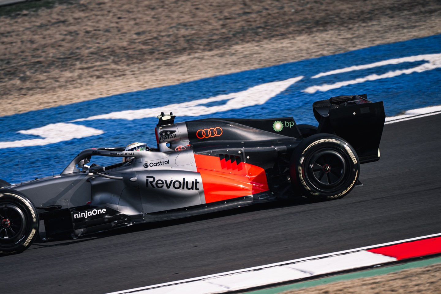 Audi Formula 1 car on the circuit in Shanghai